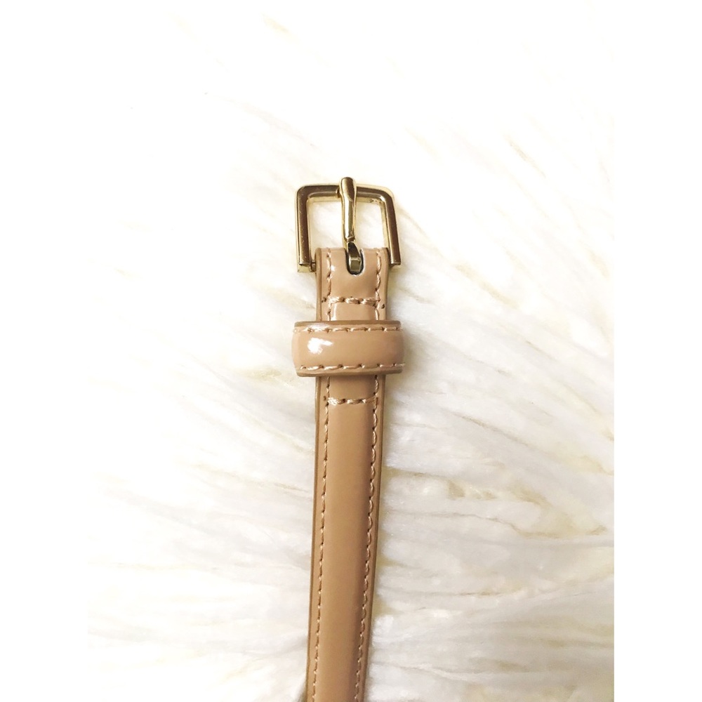 Tan Skinny Belt with Gold Accents